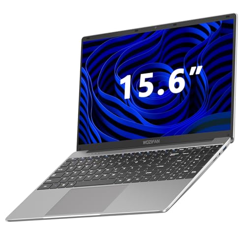 WOZIFAN 15.6 Inch Laptop Computer 6GB DDR4 256GB SSD 1920x1080 IPS Display Win 11 Laptop Intel J4105 1.5Ghz(Up to 2.5Ghz) 4-Core Processor Notebook 2.4G+5G WiFi BT4.2 Mini-HDMI Wireless Mouse-Gray