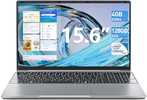 SGIN Laptops, Laptop 15 Inch, 4GB DDR4 128GB SSD Laptops Computer with Intel Core Processor (up to 2.4 GHz), Webcam, Mini HDMI, USB3.2, Dual WiFi, Type-C, 7000mAh, Numeric Keypad(Sliver)