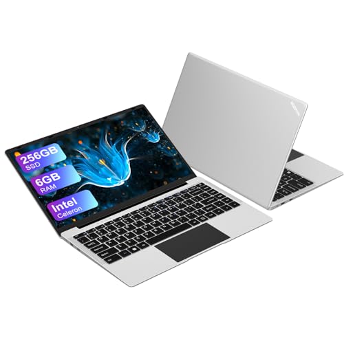 WOZIFAN Laptop Windows 11 14" 6GB DDR4 128GB SSD Intel N4020 (Up to 2.8Ghz)2-Core Computer 1920x1080 FHD Dual WIFI BT 4.2 Mini HDMI Support 512GB TF 1TB SSD Expand for Work Study Entertainment-Silver