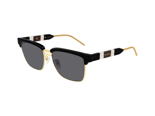 Gucci GG0603S 001 56MM Black/Grey Square Sunglasses for Men + BUNDLE with Designer iWear Eyewear Kit