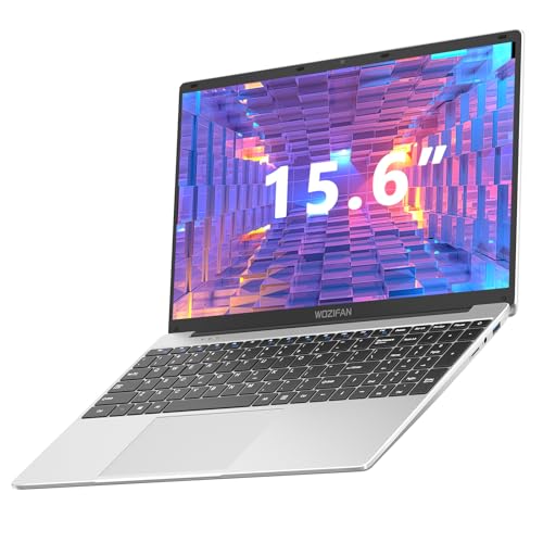 WOZIFAN 15.6 Inch Laptop Computer 6GB DDR4 256GB SSD 1920x1080 IPS Display Win 11 Laptop Intel J4105 1.5Ghz(Up to 2.5Ghz) 4-Core Processor Notebook 2.4G+5G WiFi BT4.2 Mini-HDMI Wireless Mouse-Silver