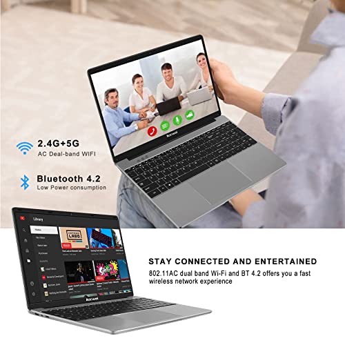 Ruzava/Aocwei 15.6" Laptop 6GB DDR4 128GB SSD Intel J4105 (Up to 2.5Ghz) 4-Core Win 10 PC 1920x1080 FHD Dual WiFi BT 4.2 Support 1TB SSD Expand with Wireless Mouse for Work Study-Gray