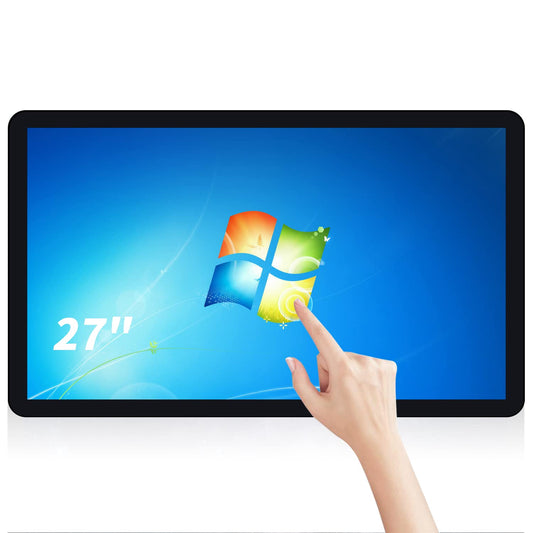 TouchWo 27 inch Touch Screen Industrial PC, Intel i3, 4GB RAM, 128G SSD, 16:9 FHD 1080P, Windows 10, Smart Board for Classroom, Meeting & Game, USB, VGA & HDMI Monitor
