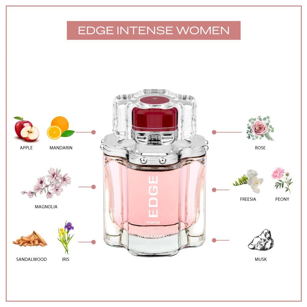 Swiss Arabian EDGE Intense - Luxury Products From Dubai - Long Lasting And Addictive Personal EDP Spray Fragrance - A Seductive, Signature Aroma - The Luxurious Scent Of Arabia - 3.4 Oz