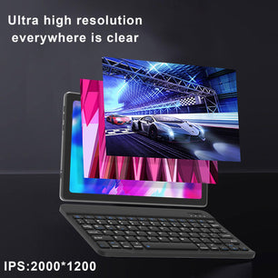 10.4 inch Android 13 Tablet with Keyboard, 16GB RAM+128GB ROM Quad-Core 2.0GHz CPU, 2 in 1 Tablet 2000*1200 2K IPS HD Screen Tablet PC, 2+8MP Dual Camera, 5G WIFI 6 BT5.0, 7580mAh Battery Computer Tab