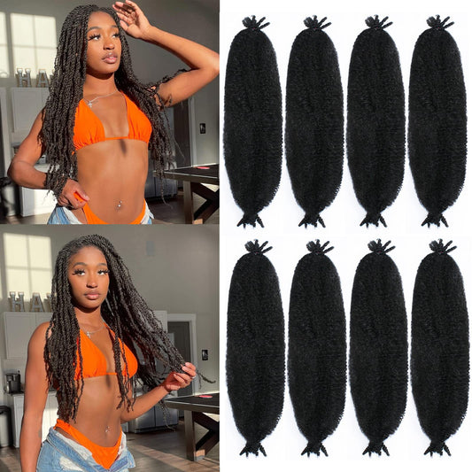 8 Packs Marley Twist Braiding Hair Pre-Stretched Springy Afro Twist Hair 18 Inch for Soft Locs Crochet Hair Synthetic Protective Spring Twist Hair Extensions For Black Women.(18inch, 1B)…