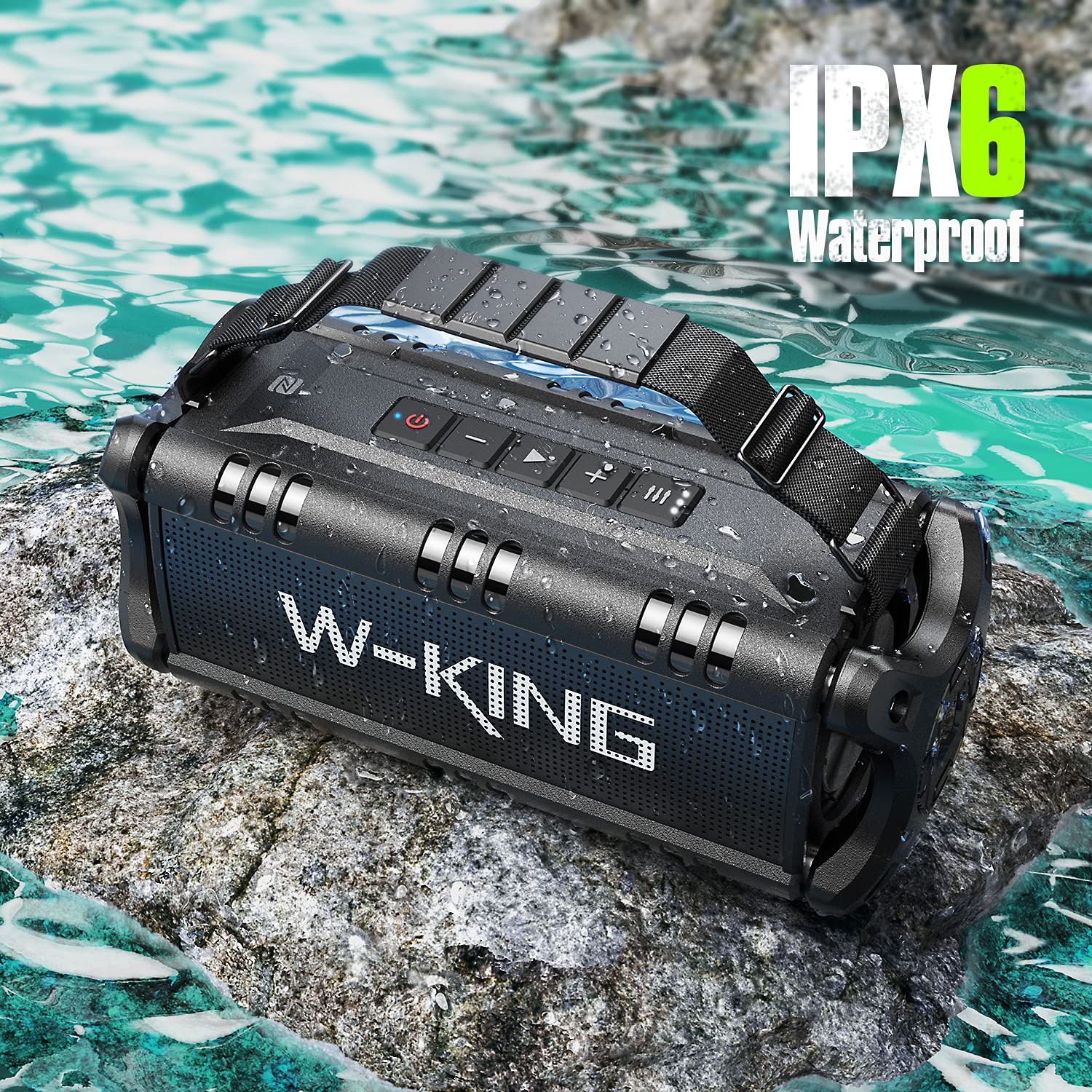 W-KING Bluetooth Speaker, 50W IPX6 Waterproof Loud Wireless, Large Outdoor Portable with Subwoofer for Deep Bass/Bluetooth 5.0/Power Bank/40H Play/TF/AUX/NFC/EQ