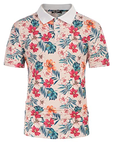 Men's Golf Shirt Vintage Polo Shirt Button Short Sleeve Casual Summer Shirts