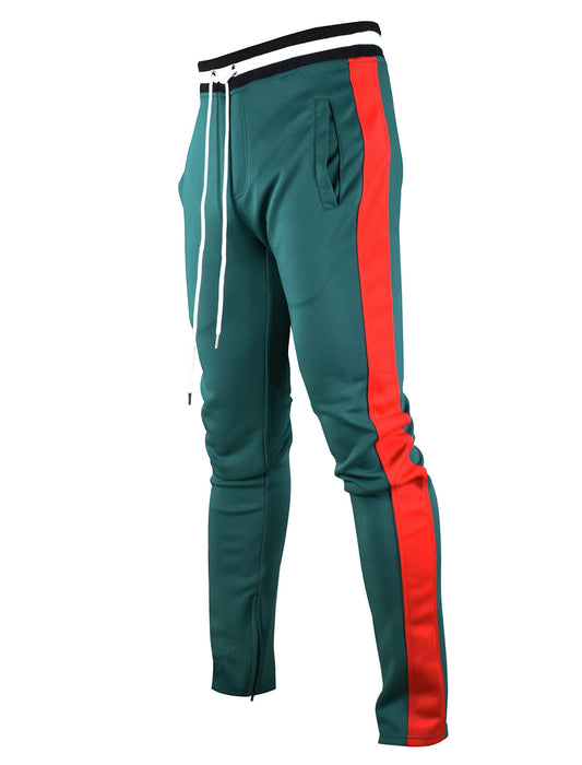 SCREENSHOTBRAND-S41700 Mens Hip Hop Premium Slim Fit Track Pants - Athletic Jogger Bottom with Side Taping-Green-Large