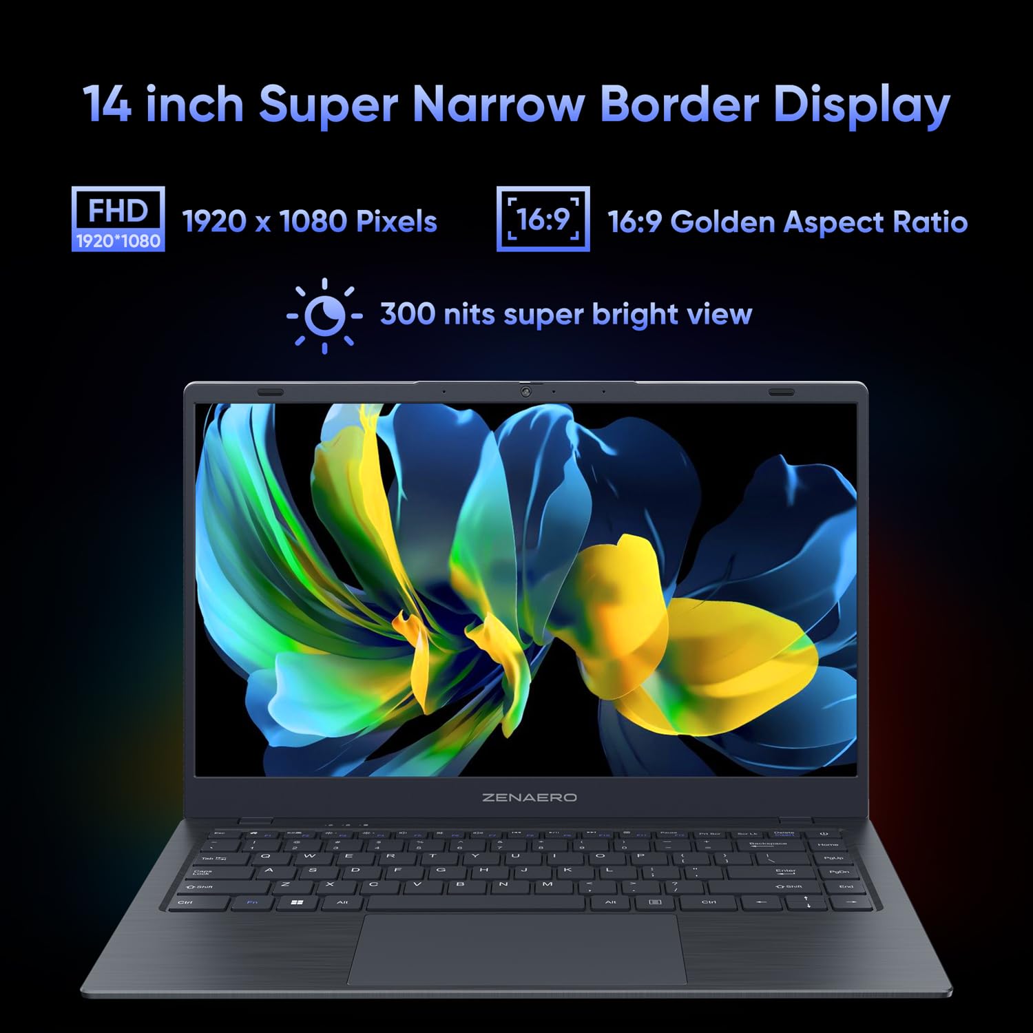 ZENAERO 14.1" Windows 11 Pro Laptop PC with 8GB RAM 256GB SSD, Intel Celeron J4005 (up to 2.7GHz) 丨FHD IPS Display丨3xUSB A丨RJ45丨HD Port丨Wi-Fi 5丨BT5.1, Ultra Thin and Light Notebook Computer - Gray