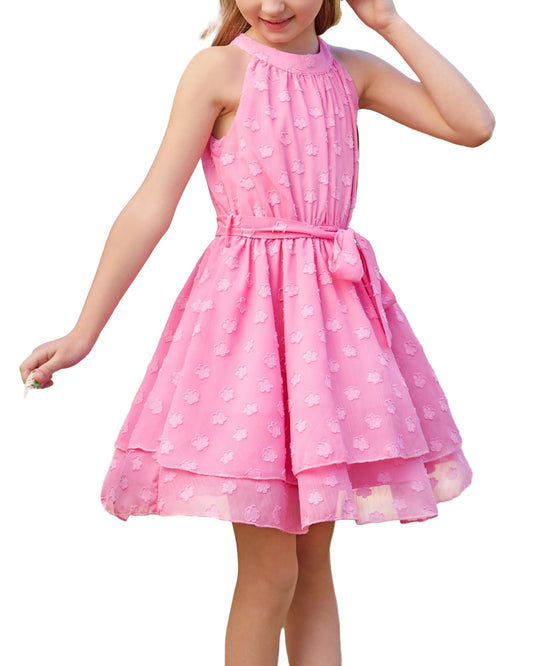 Danna Belle Girls Hot Pink Party Dress Size 7 Easter Halter Neck Flower Girl Dresses Summer