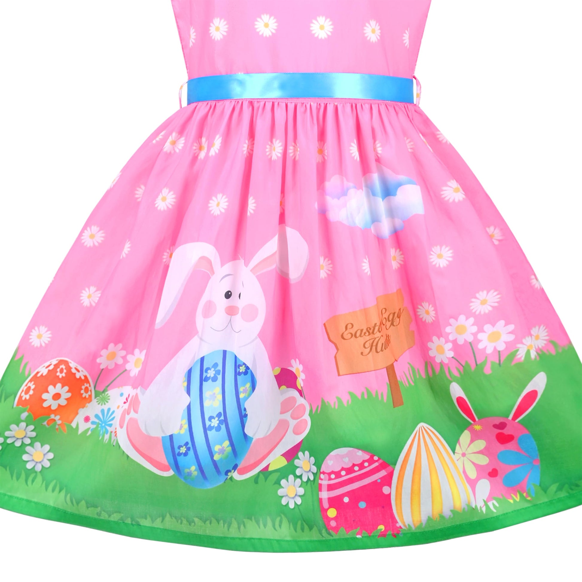 Girls Dress 2 Piece Bag Easter Bunny Egg Hunting Pink Holiday Size 9-10